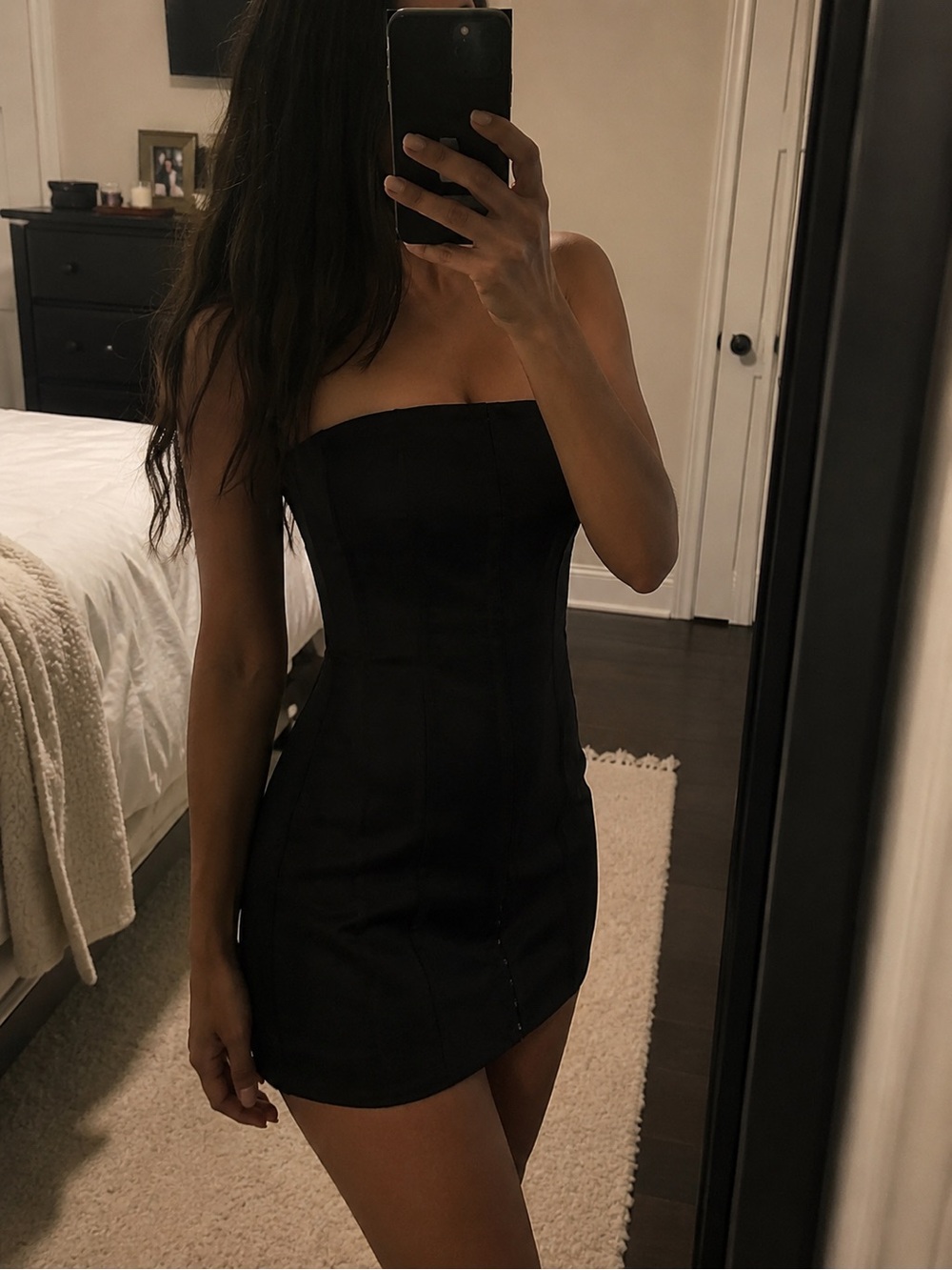 Danielle Guizio Black Strapless Bodycon Mini Dress